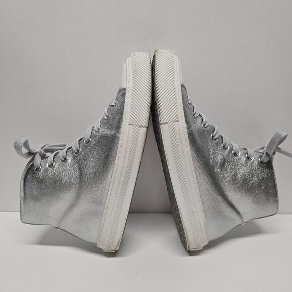 Stuart Weitzman Ollie High-top Silver sneaker boots Women's 8 - Picture 4 of 8